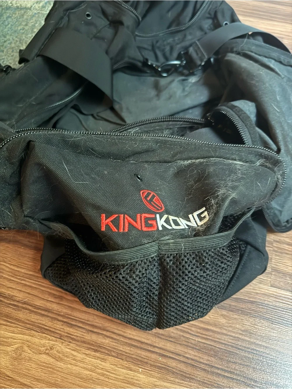Black Men's Duffel Bag with Red Logo Accent